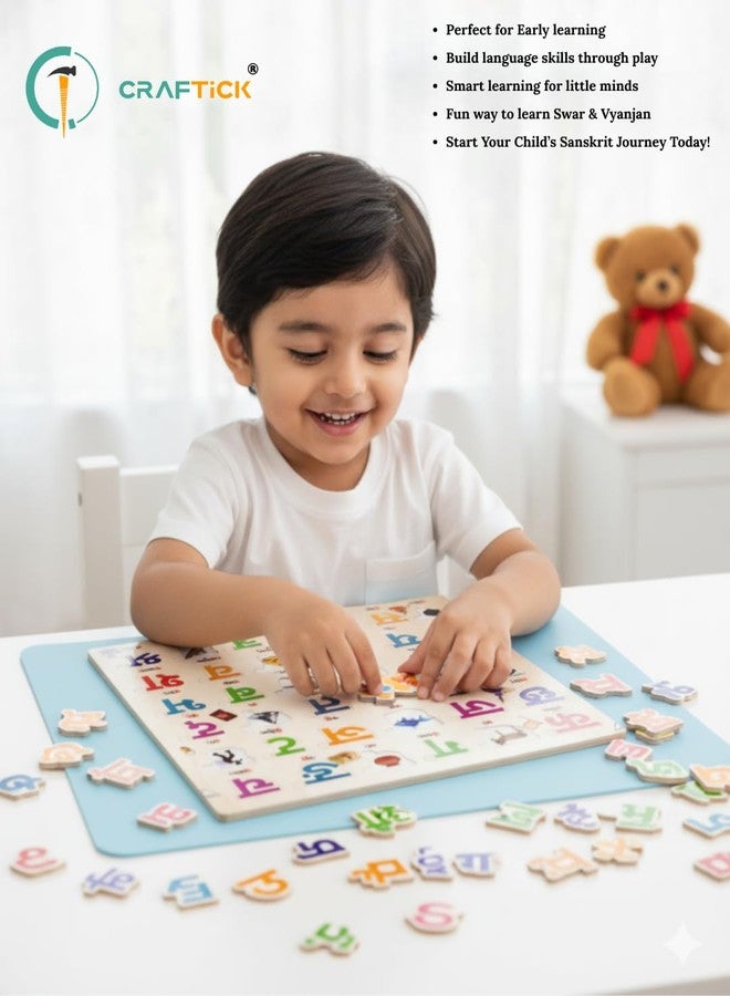 Craftick® Wooden Sanskrit Including Swar and Vyanjan Both Education Puzzles for Kids | Birthday Gift | Return Gift | Kindergarten - Image 5